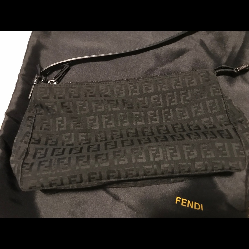 Fendi Black Zucca Canvas & Leather Shoulder Bag
